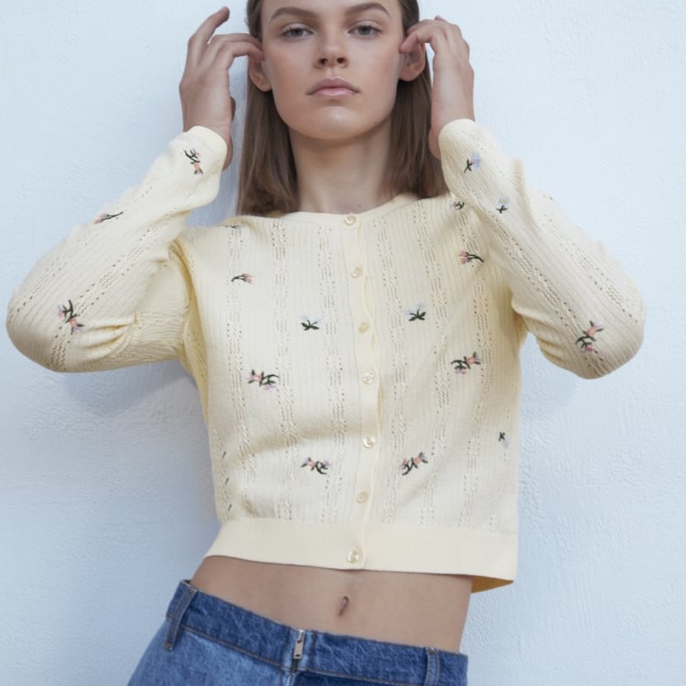 ZARA EMBROIDERED KNIT CARDIGAN TRF - Picture 4 of 8